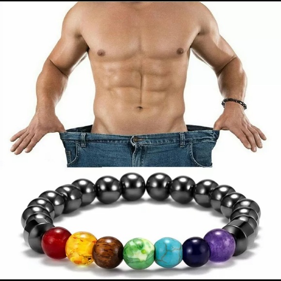 Hematite 7-Chakra Bracelet Balance Destress Heal - Picture 4 of 11